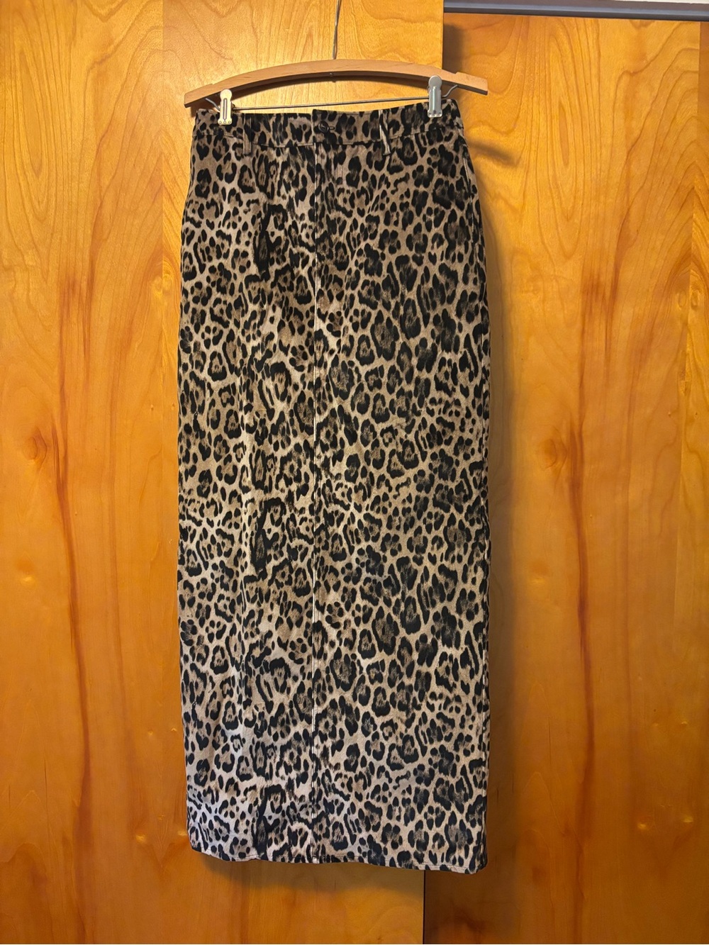 Wayf Leopard Print Velveteen Maxi Skirt by Sara Walker NWT